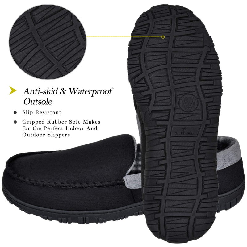 MIXIN Slippers for Men House Shoes Moccasin with Comfortable Memory Foam Indoor Outdoor black grey 13 - Image 4